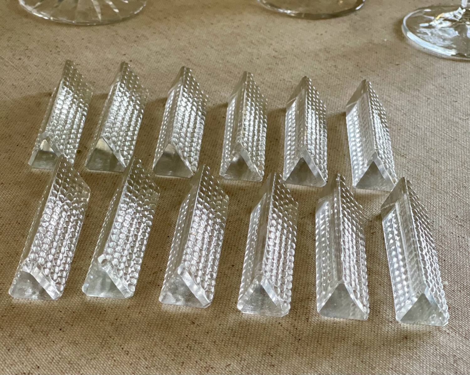 12 glass knife holders.