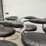 Set of 6 leather Cobra chairs by Giotto Stoppino, 1975