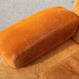 Canapé orange cuir suédé et acier. Circa 1970