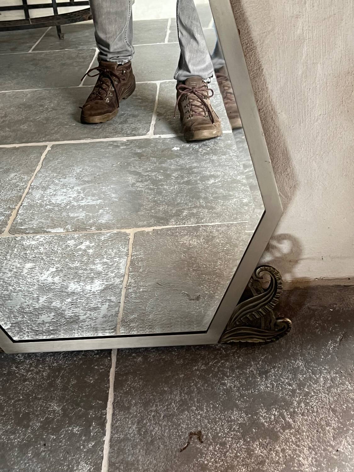 Art Deco mirror in nickel-plated bronze