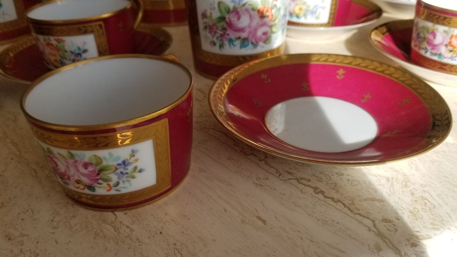 Tea set in hand-painted Limoges porcelain