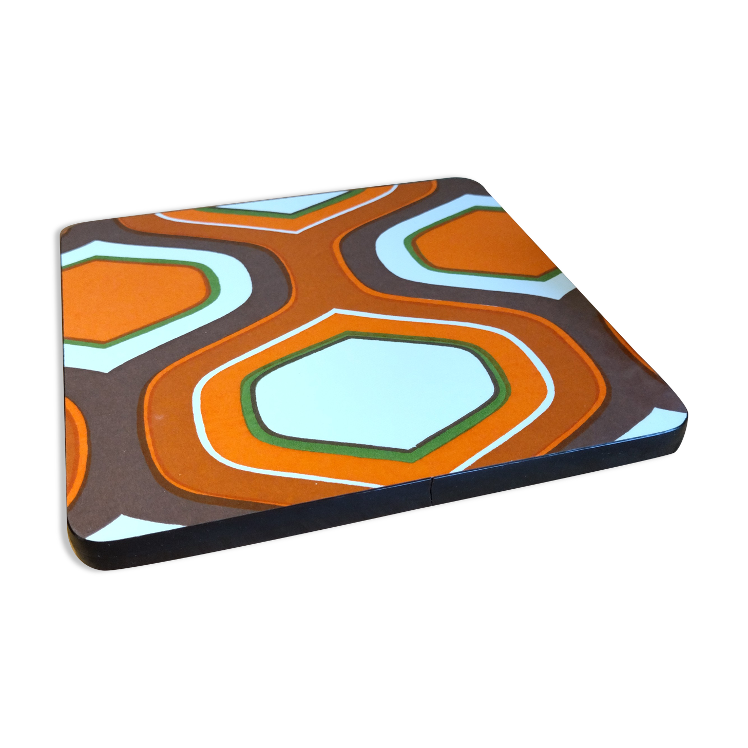 Vintage formica orange and white underside