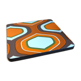 Dessous de plat orange marron et blanc formica vintage