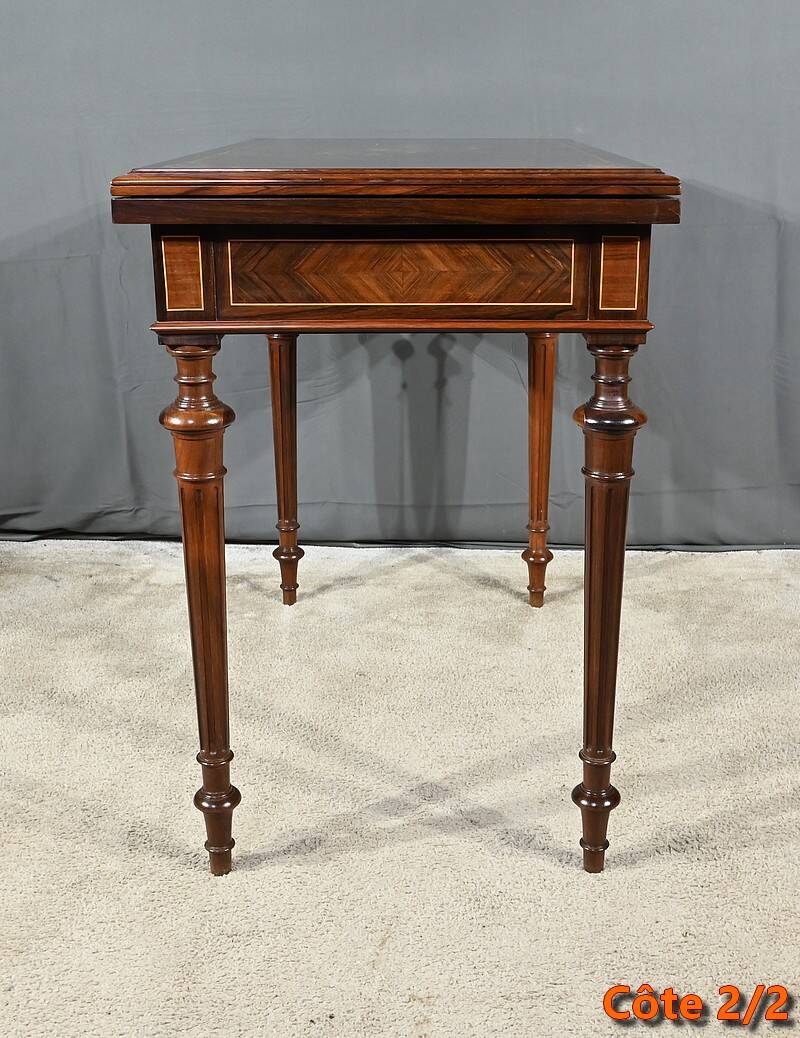 Marquetry system table, louis xvi style – 2nd half of the 19th century