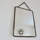 Ancien miroir de barbier à chainette vintage, années 30 40