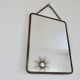 Antique vintage barber's mirror with chain, 1930s-40s