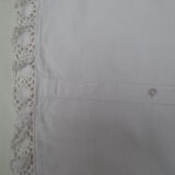 Taie d'oreiller blanche ancienne 78x74cm monogrammée et brodée main
