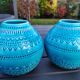 Pair of vases shaped ball stylish Asian. Glazed ceramic