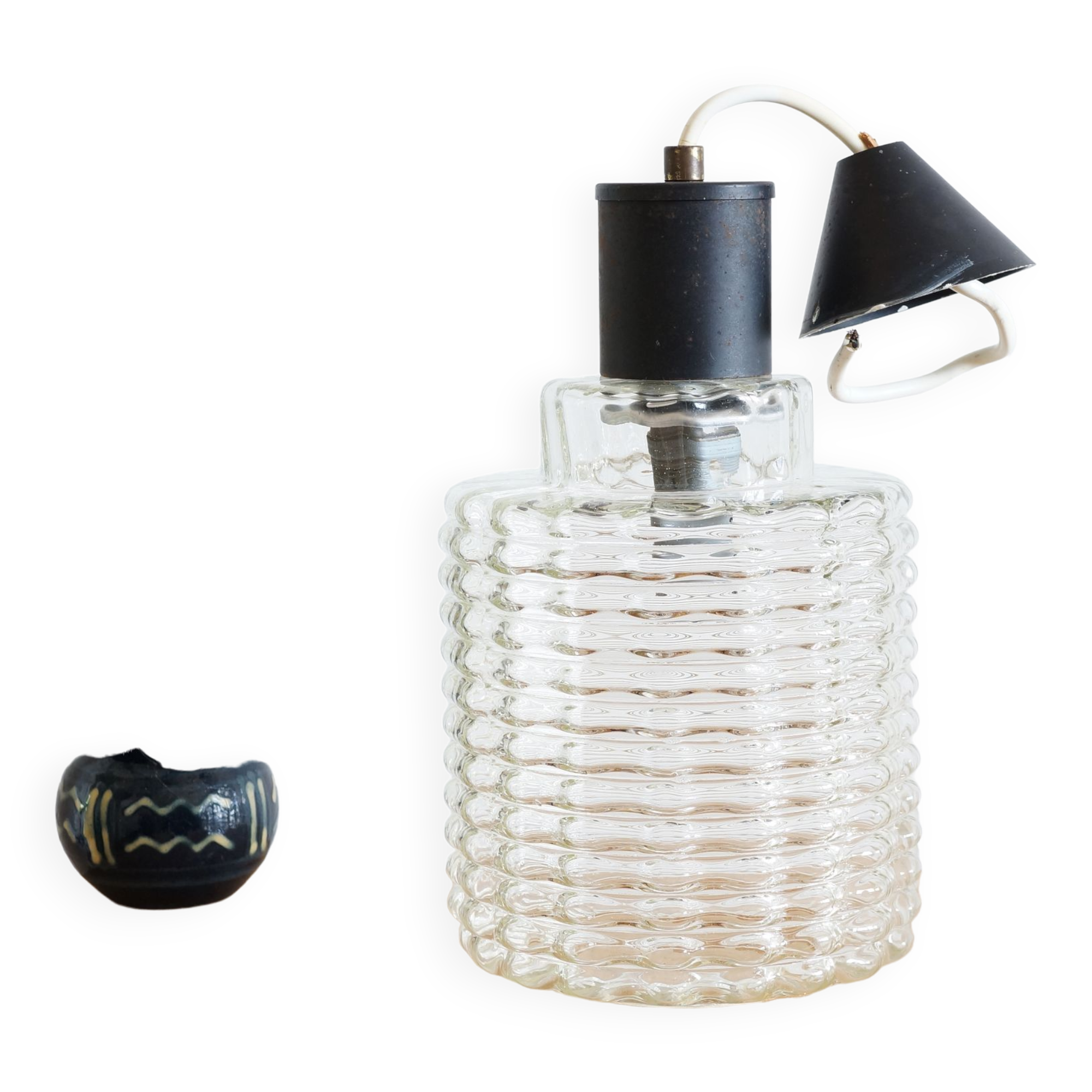 Cylindrical suspension in molded glass 1960