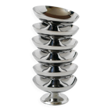 Set of 6 vintage stainless steel ice cream cups, triangular feet, Design, 1970, 9 x 4.5 cm