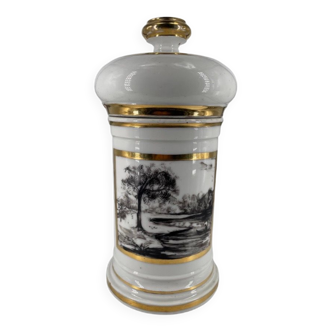 Pharmacy jar apothecary porcelain gilded Paris 19th