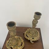 Pair of Louis XV style gilt bronze candlesticks
