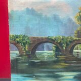 Oil on canvas, Mill on river Brittany - signed M Bonnardet 1947