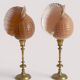 Pair of natural shells on a mid-century Swedish Skultuna brass candelabrum.