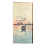 Watercolor painting by Mary Pringle (1880-1940) "Gondola in Venice"