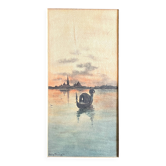 Watercolor painting by Mary Pringle (1880-1940) "Gondola in Venice"