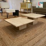 2 tables basse en travertin gigogne