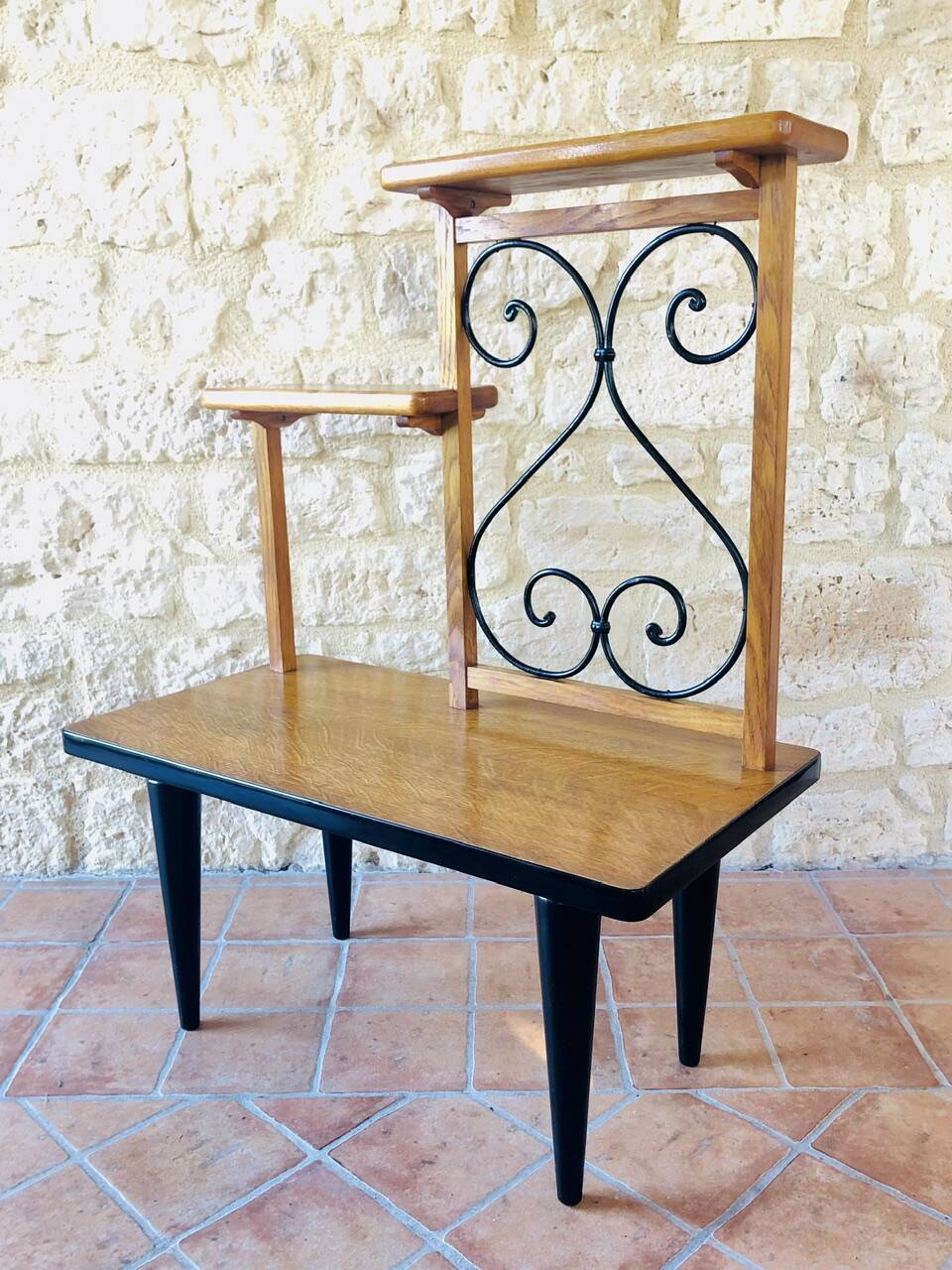 Vintage oak freestanding shelf, Circa 60s