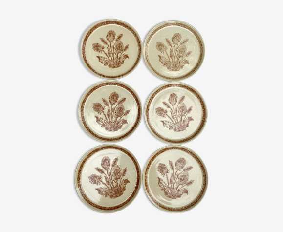 Assiettes à dessert en grès vintage