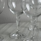 5 large clear crystal wine glasses