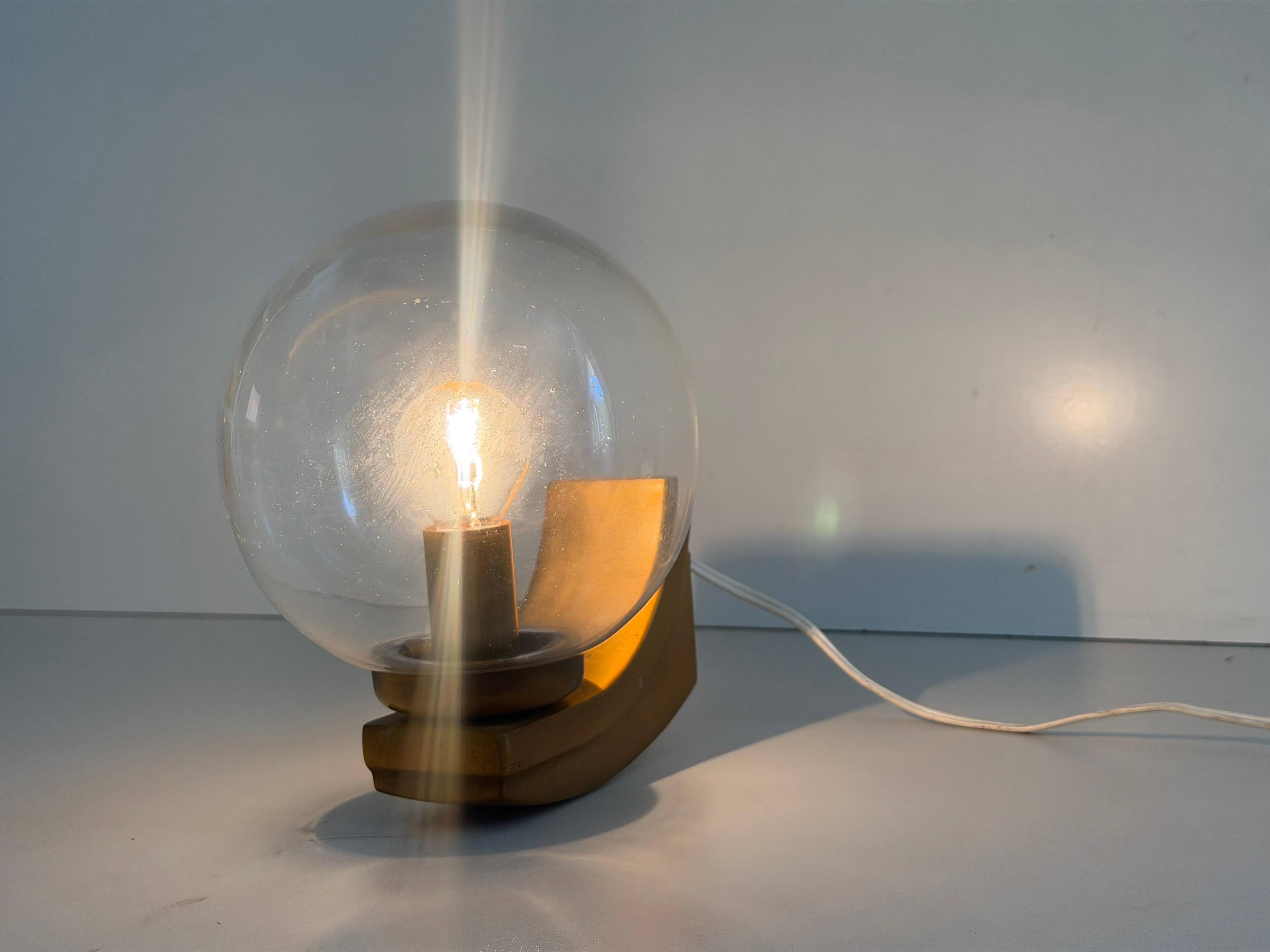 Simple glass and brass wall light from the mid-century, 1960, Germany.