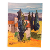 Naive painting Provençal landscape oil on canvas signed