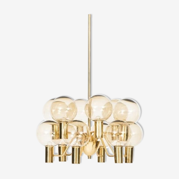 Chandelier brass Hans - Agne Jakobsson AB. Dating back to the 1960s.