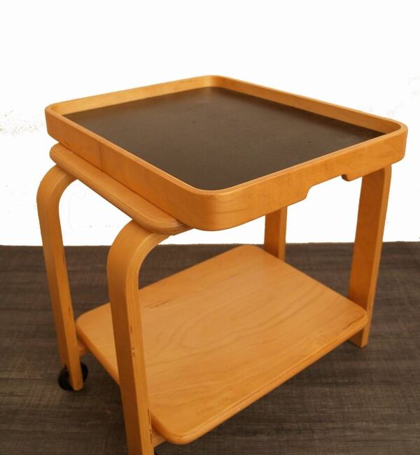 Table gigogne vintage en contreplaqué Ikea Brunabo - chariot des années 80