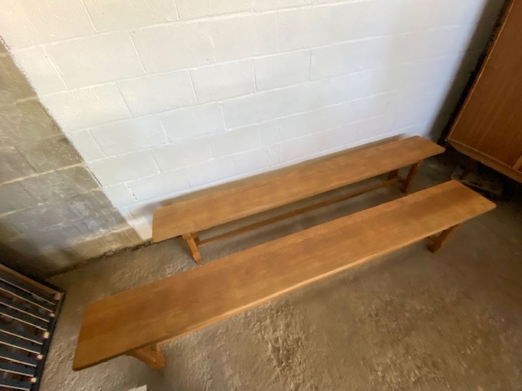 Pair of benches for rustic farmhouse table 1950