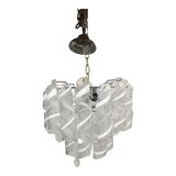 Murano Glass Sputnik Chandelier With Swirling Italian Glass Clear and White