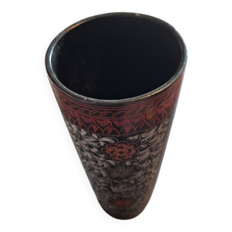 Burmese artisanal lacquered wooden vase