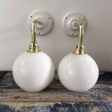 Pair of white opaline sconces