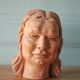 Sculpture signed Doloire, terracotta sculpture, woman's head sculpture, collection, interior decoration.