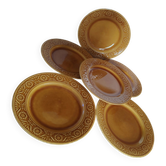 Ochre brown caramel majolica plates