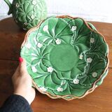 Pitcher and dish in strawberry leaf and flower slip