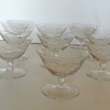 9 hand-cut art deco champagne glasses
