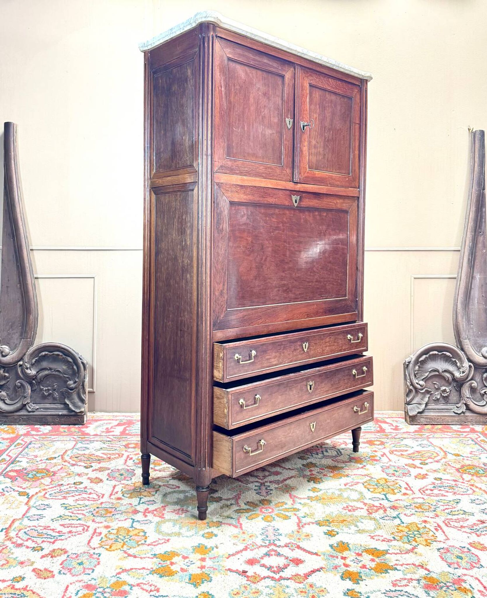 Louis XVI Mahogany Guillotine Secretary, 18th Century