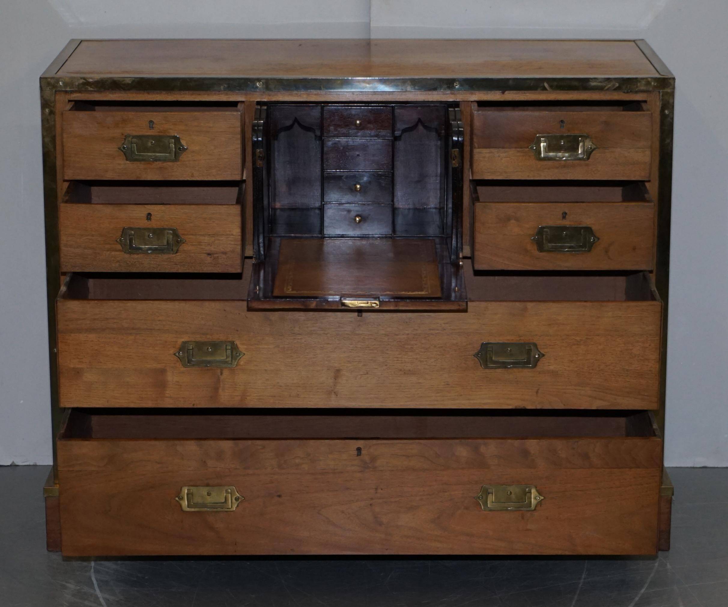 Military commode in solid oak and brass circa 1880