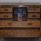 Military commode in solid oak and brass circa 1880