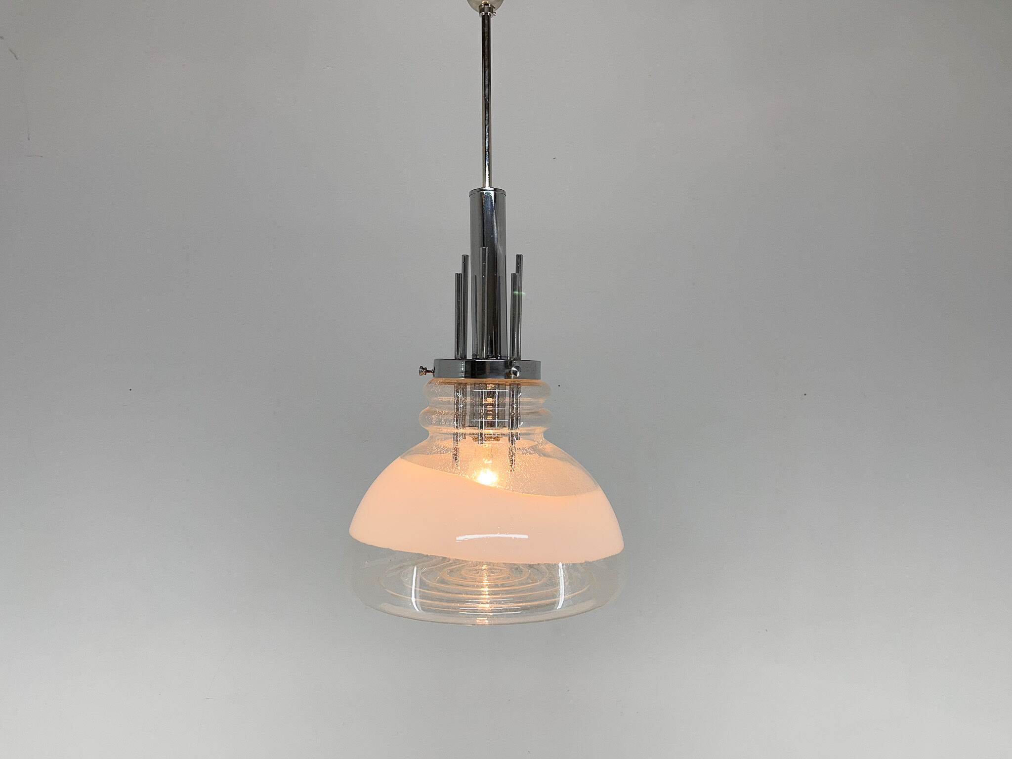 1960's Murano glass & chrome pendantby Mazzega, Italy