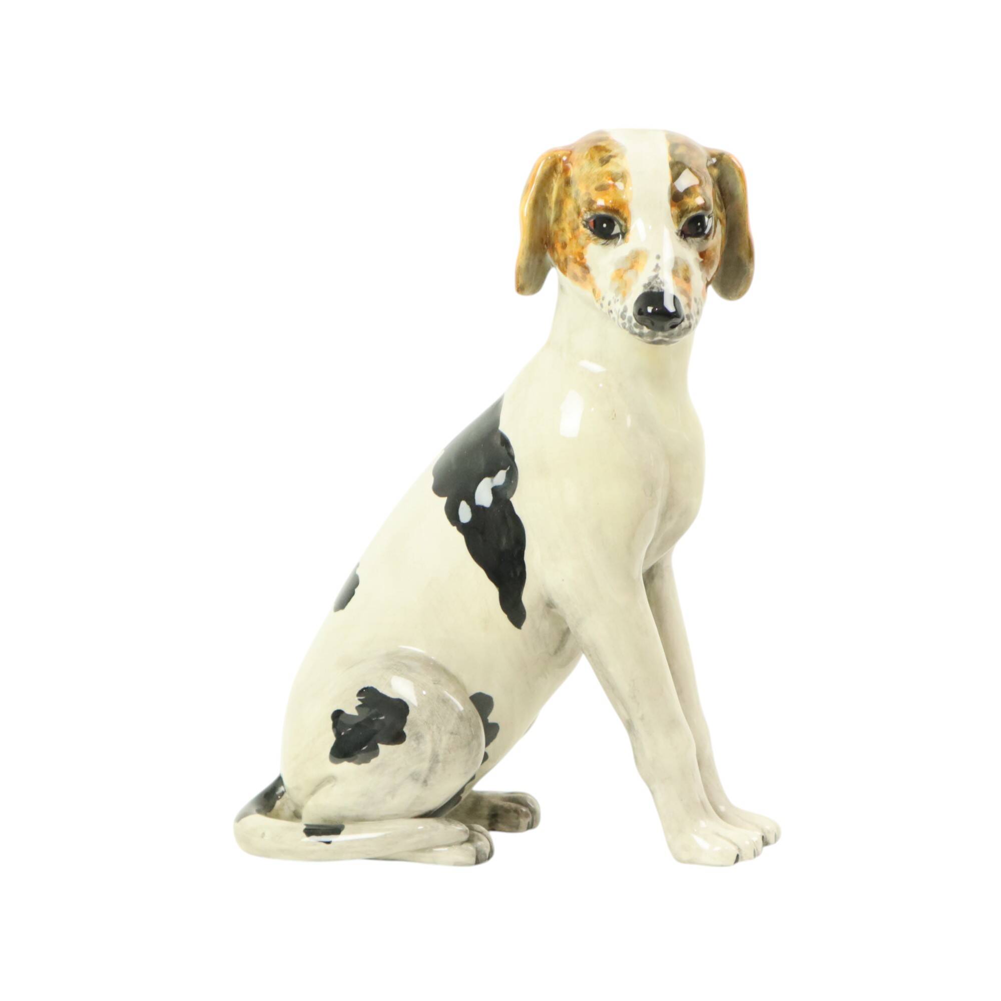Statue de Chien Vintage Sculpture Craquelé Céramique Italie 31cm