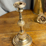 Brass and stone candlestick