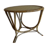 Tripod coffee table in 70s rattan