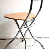 Series of 4 designer folding chairs from the 90s Attributed to Piu de Bonaldo