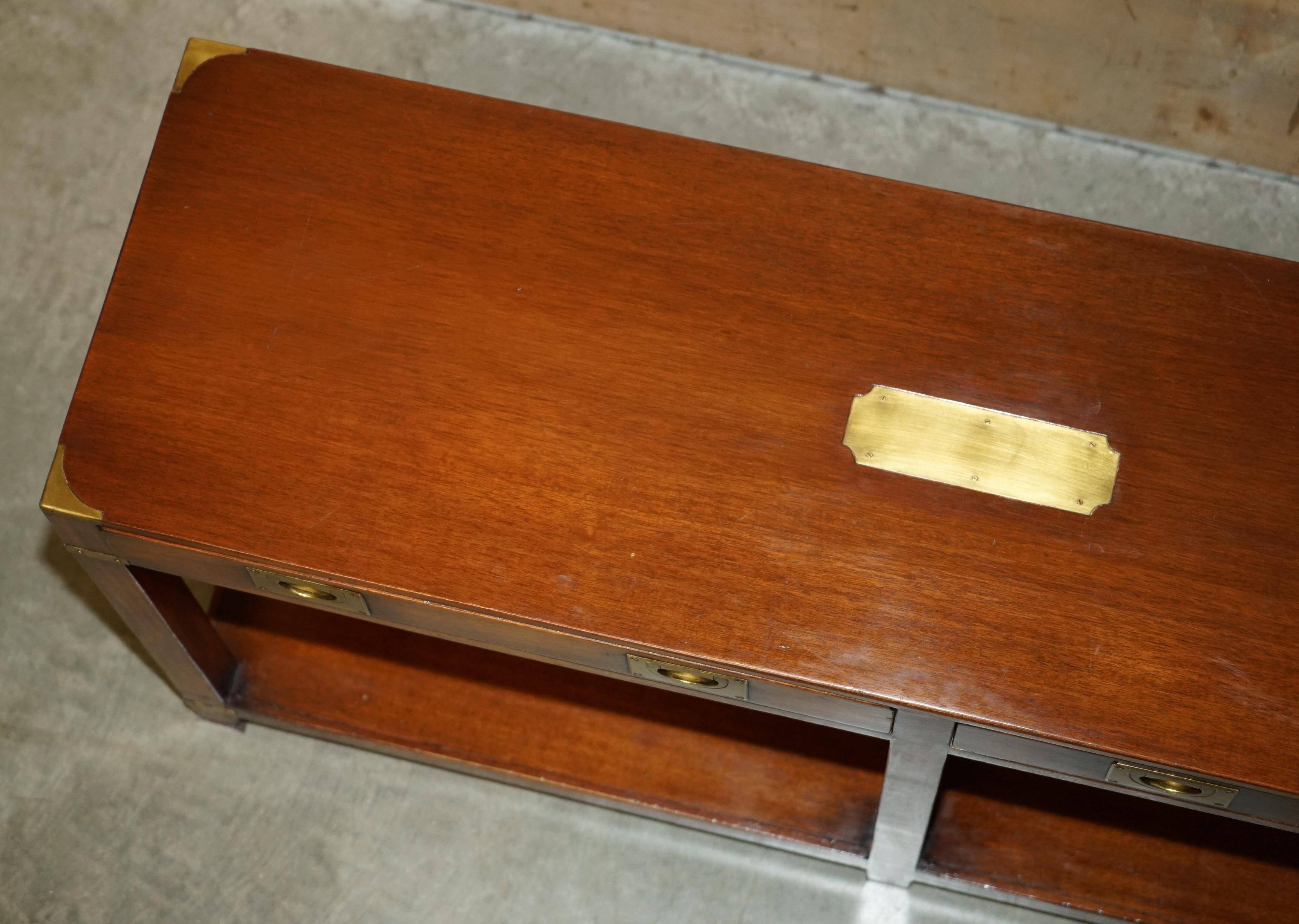 Kennedy Harrods military campaign console with two drawers