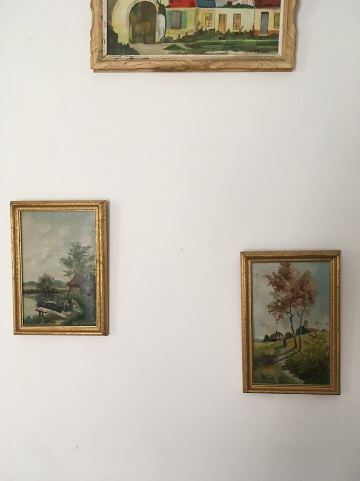 "In the Country" framed oil paintings