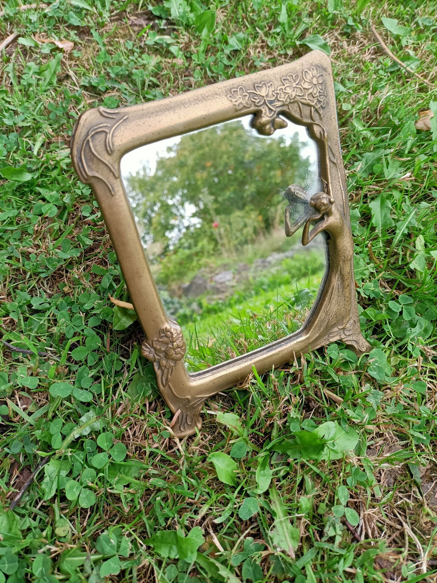 Brass retro mirror The Lady of the Lake