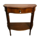 Cherry half-moon console with drawer and bottom shelf