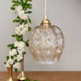 Vintage amber glass globe pendant light