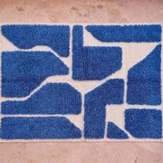 Authentic traditional white and blue Berber rug 2/3 m